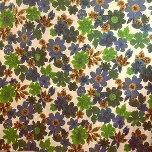 Mid-century Vintage fabric blue/green/tan/cream